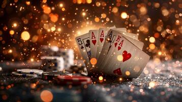 AI generated Beautiful background for poker game advertising photo