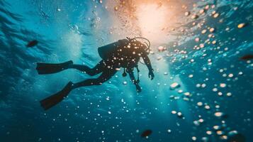 AI generated Beautiful background for skuba diving advertising photo