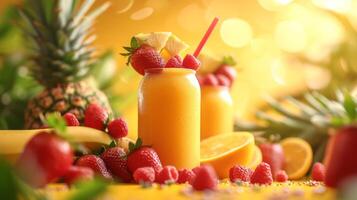 AI generated Beautiful background for smoothie advertising photo