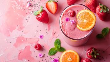 AI generated Beautiful background for smoothie advertising photo