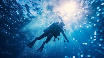 AI generated Beautiful background for skuba diving advertising photo