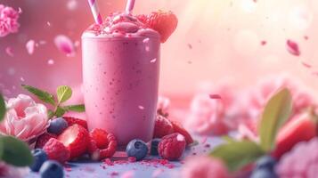 AI generated Beautiful background for smoothie advertising photo