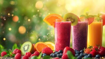 AI generated Beautiful background for smoothie advertising photo
