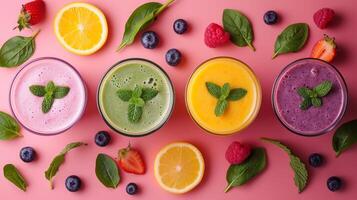 AI generated Beautiful background for smoothie advertising photo