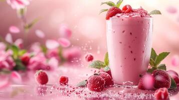 AI generated Beautiful background for smoothie advertising photo