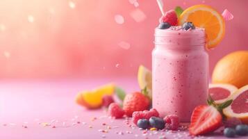 AI generated Beautiful background for smoothie advertising photo