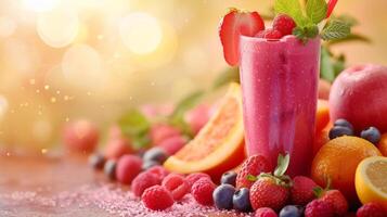 AI generated Beautiful background for smoothie advertising photo