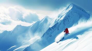 AI generated Beautiful background for snowboarding advertising photo