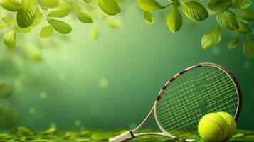 AI generated Beautiful background for tennis sport club advertising photo