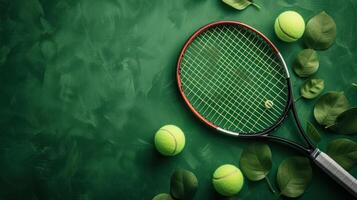 AI generated Beautiful background for tennis sport club advertising photo