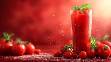 AI generated Beautiful background for tomato juice advertising photo