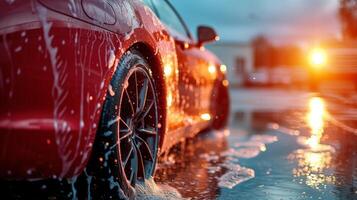 AI generated Beautiful background forcar washing advertising photo