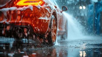 AI generated Beautiful background forcar washing advertising photo