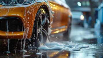 AI generated Beautiful background forcar washing advertising photo