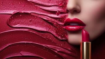 AI generated Beautiful fashion background for lipstick advertising photo