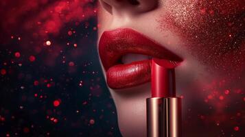 AI generated Beautiful fashion background for lipstick advertising photo