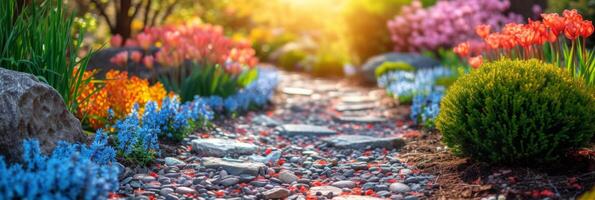 ai generado hermosa foto de un primavera jardín para antecedentes