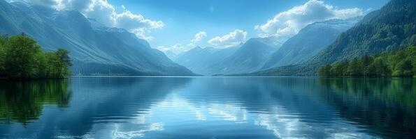 AI generated Beautiful photo of a mountain lake backgroud for background