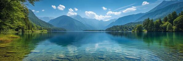 ai generado hermosa foto de un montaña lago fondo para antecedentes