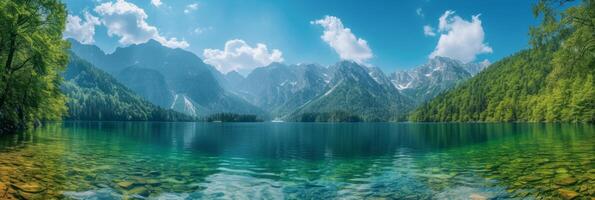 AI generated Beautiful photo of a mountain lake backgroud for background