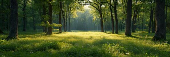 AI generated Beautiful photo of a summer forest for background