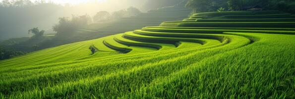 AI generated Beautiful photo of rice fields for background