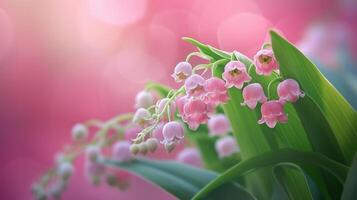 AI generated beautiful pink and green lily of the valley wallpaper photo