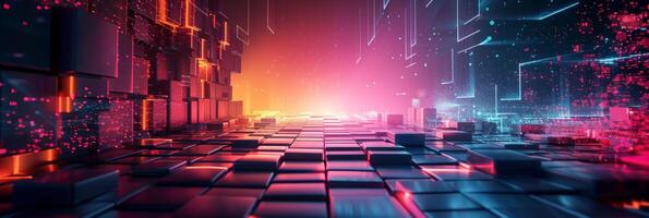 AI generated Dark and neon elements blend seamlessly photo
