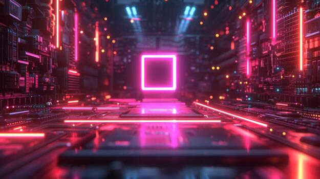 AI generated Dark and neon elements blend seamlessly photo