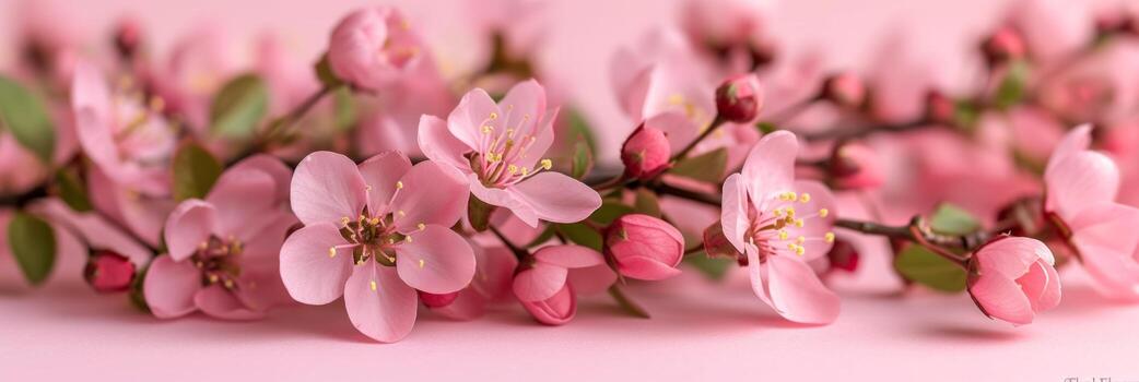 AI generated An elegant arrangement of spring blossoms frames a blank space photo