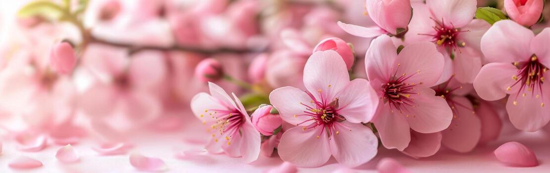AI generated An elegant arrangement of spring blossoms frames a blank space photo