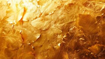 AI generated Gold foil leaf texture, glass effect background photo