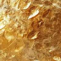 AI generated Gold foil leaf texture, glass effect background photo