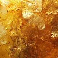 AI generated Gold foil leaf texture, glass effect background photo