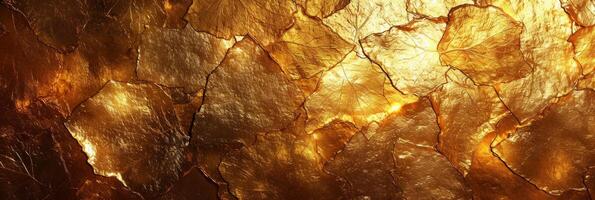 AI generated Gold foil leaf texture, glass effect background photo