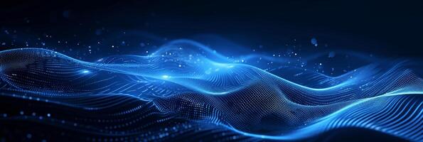 AI generated This design features abstract glowing circle lines set against a dark blue background photo