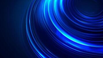 AI generated This design features abstract glowing circle lines set against a dark blue background photo