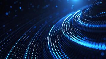 AI generated This design features abstract glowing circle lines set against a dark blue background photo