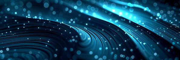 AI generated This design features abstract glowing circle lines set against a dark blue background photo