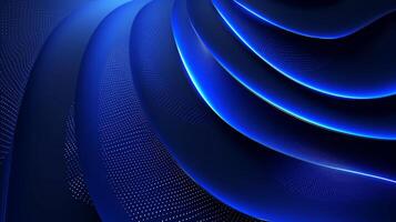 AI generated This design features abstract glowing circle lines set against a dark blue background photo