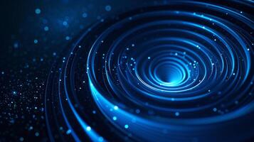 AI generated This design features abstract glowing circle lines set against a dark blue background photo