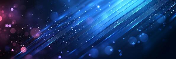 AI generated This design features abstract glowing circle lines set against a dark blue background photo