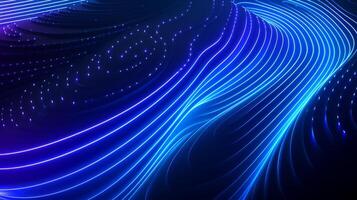 AI generated This design features abstract glowing circle lines set against a dark blue background photo