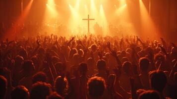 AI generated A Crowd of People Engaged in Cross Worship photo