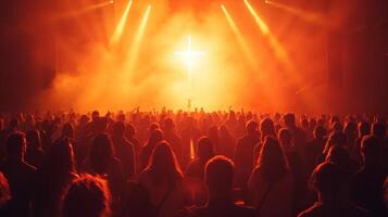 AI generated A Crowd of People Engaged in Cross Worship photo