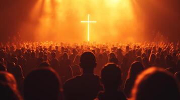 AI generated A Crowd of People Engaged in Cross Worship photo