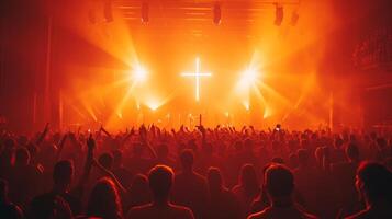 AI generated A Crowd of People Engaged in Cross Worship photo