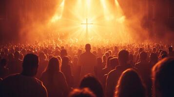 AI generated A Crowd of People Engaged in Cross Worship photo