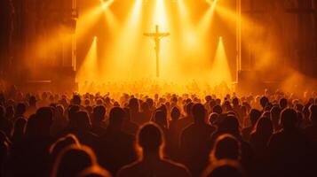 AI generated A Crowd of People Engaged in Cross Worship photo