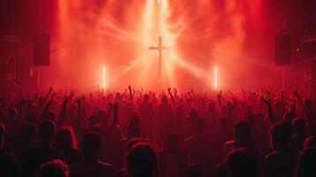 AI generated A Crowd of People Engaged in Cross Worship photo